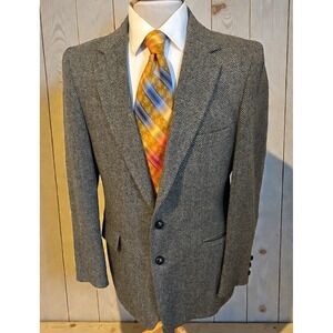 VTG St. Simons Men's Gray Herringbone Tweed Wool Sport Coat Blazer Jacket Sz 42L